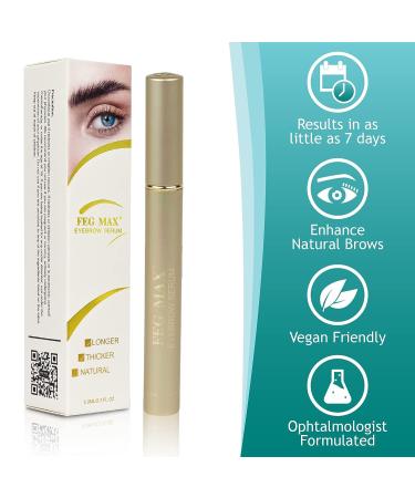FEG Max Eyebrow Enhancer Growth Treatment Serum - Lengthen and Thicken Eyebrows - Non-irritating Brow Serum | 6ml - Buy Online on SooperMarket.com