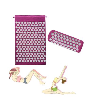 Accupuncher Mat | Portable Pressure Point Mat with Strike | Accupressure Mat and Pillow Set Promotes Relaxation & Strike for Optimal Health and Wellness Purple Two Piece Suit