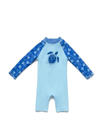 BONVERANO Baby Boys Swimsuit/Sunsuit UPF 50+ Sun Protection One Pieces Swimwear with Sun Hat 6 Months See Turtle