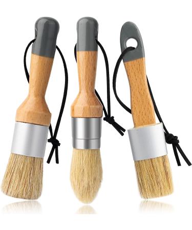 Mister Rui 3pcs Chalk Wax Paint Brush Set for Furniture - Natural Bristles, Ideal for Chalk, Acrylic, and Milk Paint - Stencil Brushes, No Shedding - Buy Online on SooperMarket.com