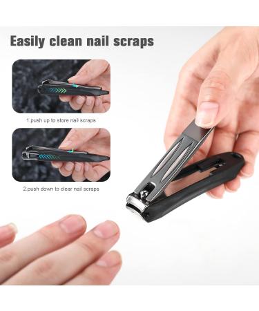 FERYES 3-in-1 Fingernail Clipper with No-Splash Nail Catcher and Metal Storage Box - Men & Women Black - Buy Online on SooperMarket.com