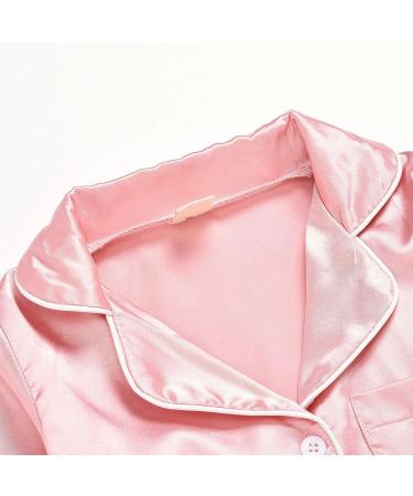 Verve Jelly Kids Satin Pajama Set | Long Sleeve Button Down Sleepwear | 2-Piece Outfit | Pink | 3-4 Years - Buy Online on SooperMarket.com