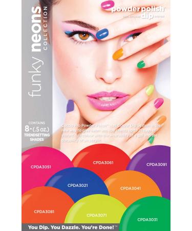 Cuccio Pro Powder Polish Nail Colour Dip System - Funky Neons 8 X 0.5 Oz 8count