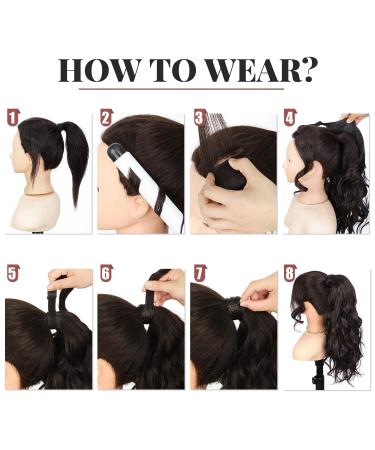 KooKaStyle Long Wavy Wrap Around Ponytail Extension 20 Inch Medium Brown - Synthetic Hair Piece with Bangs for Women - Buy Online on SooperMarket.com