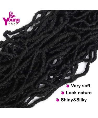 Youngther 24 Inch Faux Locs Crochet Hair 6-Pack - Pre-looped Synthetic Braiding Hair for Black Women (1B) - Buy Online on SooperMarket.com