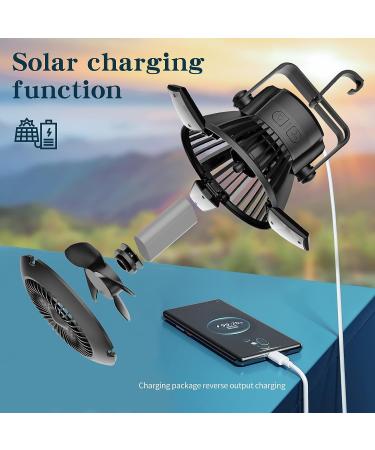 Busypiggy Camping Fan with LED Lantern - Portable Solar Tent Light and USB Rechargeable Desk Fan - Buy Online on SooperMarket.com