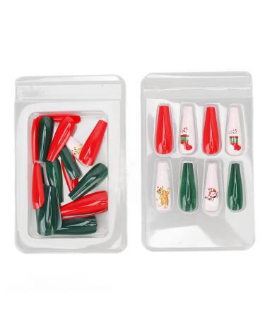 Christmas False Nails Thin Full Wrap Colourfast Pattern Fake Nails 30pcs for Christmas Holiday (0070 LJ04)