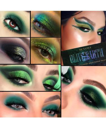 Olive Green Eyeshadow Palette | Black Green Multichrome | 12 Pigmented Shades for Smokey Green Brown Eye Makeup | Long Lasting Vegan Holiday Gift - Buy Online on SooperMarket.com