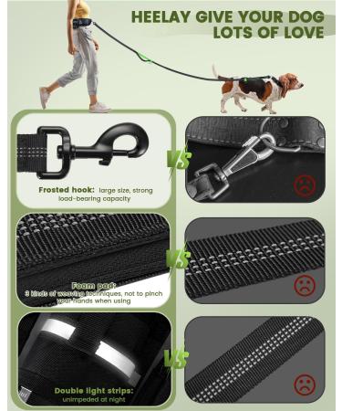Jogging Lines for Dogs | Healay Belt Bag for Running Hiking & Leash | Reflective Double Handle for Large Medium Small Breeds - Green - Buy Online on SooperMarket.com