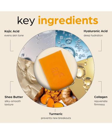Artnaturals Kojic Acid Soap & African Net Sponge - Dark Spot Remover Scars Treatment (2 Pack x 142g) with Vitamin C Hyaluronic Acid Shea Butter - Citrus Scent - Buy Online on SooperMarket.com