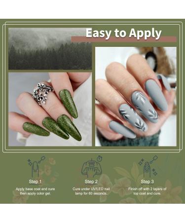 Lavender Violets 13 Pcs Gel Nail Polish Set 9 Misty Forest Autumn Winter Colours Nail Art UV LED Soak Off Christmas Green Manicure With Base Coat Matte n No Wipe Top Coat Nail File C680 Misty Forest-680 - Buy Online on SooperMarket.com