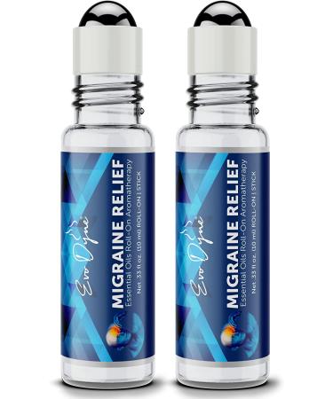 Migraine Relief Stick 2-Pack (0.3oz / 10ml) | Made in USA | Headache Relief Essential Oil Aromatherapy Roll-On with Peppermint & Spearmint Oil - by Evo Dyne - Buy Online on SooperMarket.com
