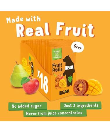 BEAR Real Fruit Snack Rolls - Gluten Free Vegan and Non-GMO - Mango â Healthy School And Lunch Snacks For Kids And Adults 0.7 Ounce (Pack of 18) - Buy Online on SooperMarket.com
