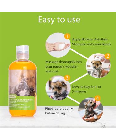 Nobleza Dog & Cat Shampoo | Anti-Itching Anti-Bacterial Sensitive Formula for Puppies & Kittens | 250ml Lemon Grass - Buy Online on SooperMarket.com