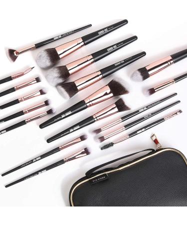 18-Piece Professional Premium Synthetic Makeup Brush Set with Case - BlackGold Makeup Brushes for Foundation, Kabuki, Eye, and Travel - Buy Online on SooperMarket.com