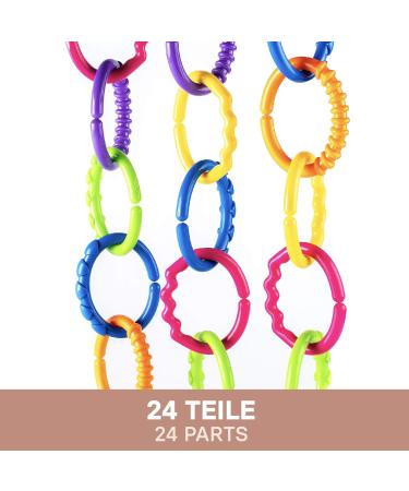 Talinu Stroller Chain | 24-Piece Baby Grasping Ring Set | Versatile Rattle & Play Chain for Baby | DIY Fun & Engagement - Buy Online on SooperMarket.com