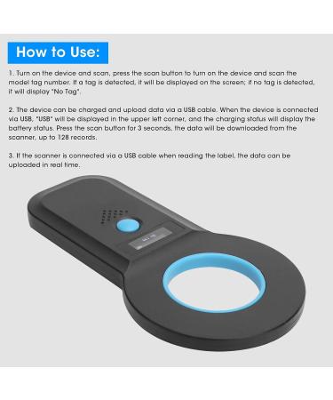 Pet Microchip Scanner Handheld Animal Chip Reader 134.2kHz Portable RFID Reader Pet Tag Scanner Rechargeable for Animal/Pet/Dog/Cat/Pig Supports for EMID FDX B (ISO1784/85)(Black) - Buy Online on SooperMarket.com