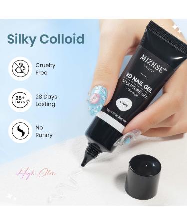 MIZHSE 3D Nail Gel - Clear Sculpting Gel for Nail Art Nail Charms & Home DIY Manicure - 30g No Wipe UV LED Gel Polish - Buy Online on SooperMarket.com
