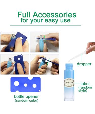 Apstaqeoo 6Pcs 10Ml Essential Oils Roller Bottles Empty Roll on Bottles with Roller Ball & Gold Lids Refillable Glass Roller Bottle with Opener Label for Perfume Fragrance Aromatherapy - Buy Online on SooperMarket.com