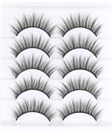 Glowingwin Short Wispy False Eyelashes - 5 Pairs | Natural Look, Reusable Mink Lashes - 3D Faux Mink | Fluffy Strip, Fake Lashes - S024 - Buy Online on SooperMarket.com