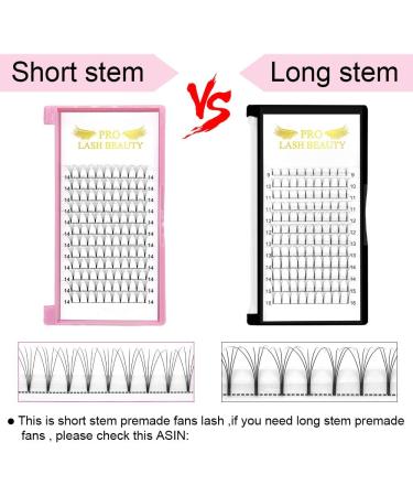 5D-D-0.10-13mm Short Stem Pre Made Fan Eyelash Extensions - Russian Volume Lashes 0.07 0.10 - 13mm Length - Buy Online on SooperMarket.com