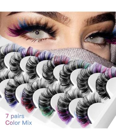 Fluffy Colored False Eyelashes | Voluminous Wispy Russian Strip Lashes in 7 Colors - Faux Mink D Curl - Buy Online on SooperMarket.com