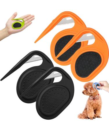 Pulunto dog comb for pets open knots comb fur hair fur care trimmer puppy crest pet brush 4 pieces orange + black unit size