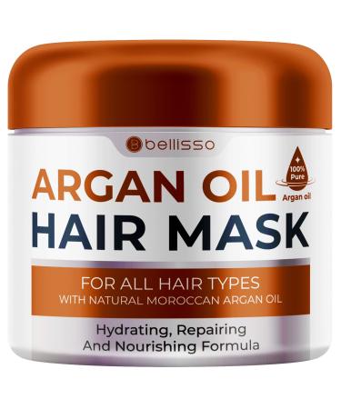 BELLISSO Moroccan Argan Oil Hair Mask - Deep Moisturizing Conditioner Treatment for Damaged Dry Hair - Hydrating Product  Split End Moisturizer