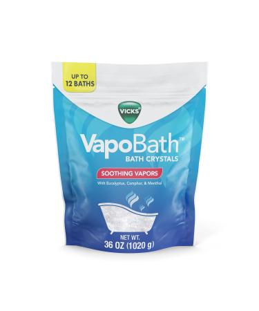 Vicks VapoBath, Bath Crystals, Bath Bomb, Non-Medicated Bath Salts, Soothing Vicks Vapors Steam Aromatherapy with Eucalyptus and Menthol, Contains Essential Oils, 36 OZ VapoBath 36 Oz Bag