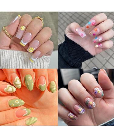 5D Embossed Spring Daisy Nail Art Stickers - Self-Adhesive White Yellow Flower Decals - Buy Online on SooperMarket.com