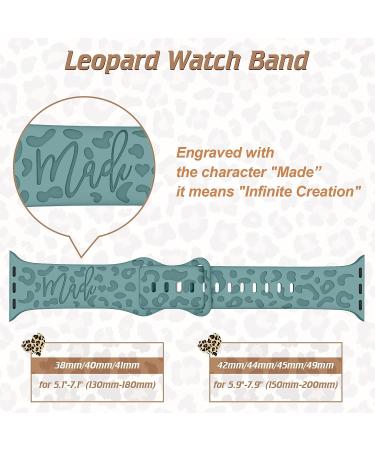6 Pack Leopard Engraved Apple Watch Bands - Waterproof Cheetah Sport Silicone Wristbands for Women - Compatible with iWatch Series 8 7 6 5 4 3 2 SE - Starlight-38 A - Black/Pink Sand/Pine Green/Starlight/Smoke Violet/White - Buy Online on SooperMarket.com