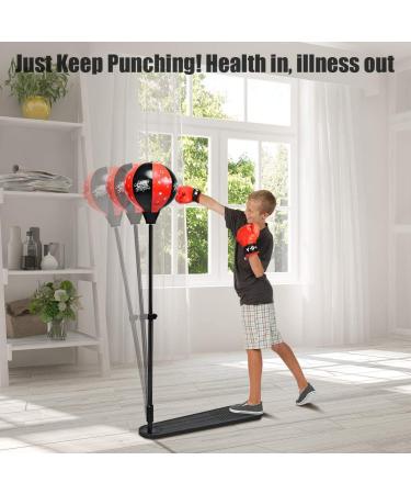 Costzon Punching Bag with Stand - Height Adjustable Reflex Bag with Boxing Gloves, Hand Pump - Freestanding Boxing Set for Adults, Teens, and Kids - Speed Training, Fitness, Stress Relief, Exercise - Buy Online on SooperMarket.com