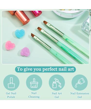 3PCS Nail Clean Up Brushes for OPI - Acetone Resistant Cuticle Cleaning Nail Art Precision Tools in Jade Green - Buy Online on SooperMarket.com