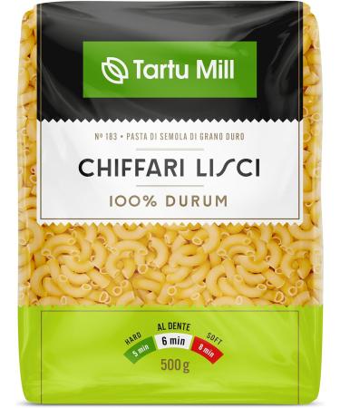 CHIFFARI LISCI Pasta Dry 100% Durum Wheat Premium Semolina Macaroni Tartu Mill Nr 183 (x2 CHIFFARI LISCI 500g) 1Kg - Buy Online on SooperMarket.com