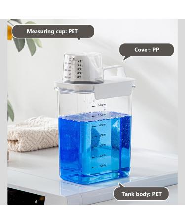 1PC Laundry Detergent Dispenser 1800ml Clear Airtight Washing Powder Dispenser with Scale and Cup Detergen Box for Solid Liquid 1800ml with scale - Buy Online on SooperMarket.com