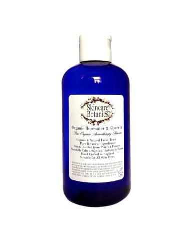 Skincare Botanics Organic & Natural Rosewater & Glycerin Facial Toner | Excellent for Hydrating Skin | Large 250 ml. Bottle | Made in the U.K.