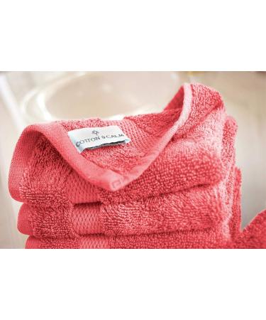 Cotton & Calm Exquisitely Fluffy 100% Cotton Wash Cloths Set - 12 Pack Coral Washcloths - 13x13 inches Face Towel for Hand, Gym & Spa - Buy Online on SooperMarket.com
