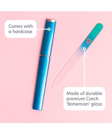 Premium Czech Glass Nail File with Case - Aqua - Smooth Finish Manicure Tool for Perfect Nails - 1 Count - Buy Online on SooperMarket.com