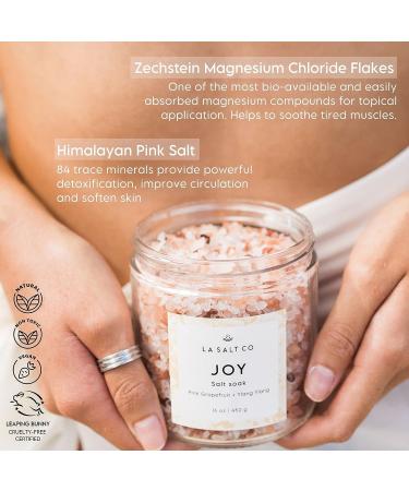 La Salt Co Joy Aromatherapy Bath Salt Soak | Pink Grapefruit & Ylang-Ylang Essential Oil | Energizing, Rejuvenating, Mood-Balancing | 16 oz - Buy Online on SooperMarket.com
