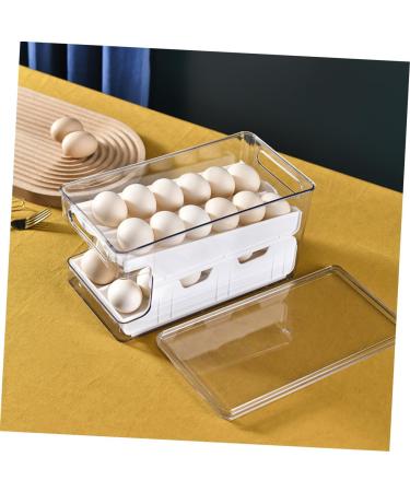 ORFOFE Box Egg Storage Box Eggs Plastic Bins with Tray Egg Tray for Refrigerator Egg Rack Double Layer - Buy Online on SooperMarket.com