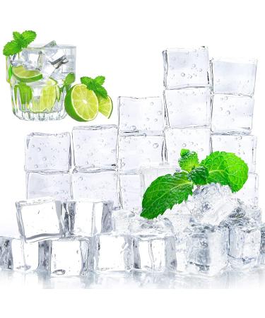 DomeStar Clear Fake Ice Cubes, 20 PCS 1.0" Plastic Ice Cubes Acrylic Clear Ice Rock Diamond Crystals Square Fake Ice Cubes Display for Summer Home Decoration Wedding Centerpiece Vase Fillers 20pcs 1.0inch