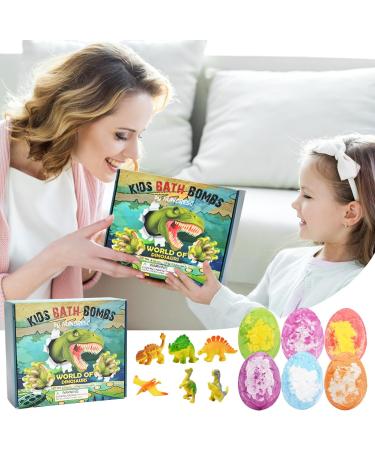 Dinosaur Egg Bath Bombs Set for Kids - 6 Large 100g Fizzies with Mini Toys - Perfect Easter, Christmas, Birthday Gift - Buy Online on SooperMarket.com