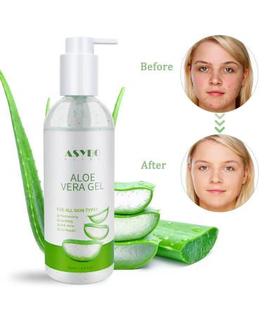 ASYBO Aloe Vera Gel 250ml - 100% Natural Pure Hydrating Moisturizer for Face, Soothing and Moisturizing, After Sun Care, Reduce Acne, Repair Scars - Ideal for All Skin Types - Buy Online on SooperMarket.com