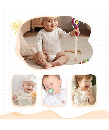 Symbolife Boho Handmade Pacifier Clip for Boys Girls | Braided Baby Holder Leash with Wooden Clips | Unisex Baby Shower Gift - Pattern 2 - Buy Online on SooperMarket.com