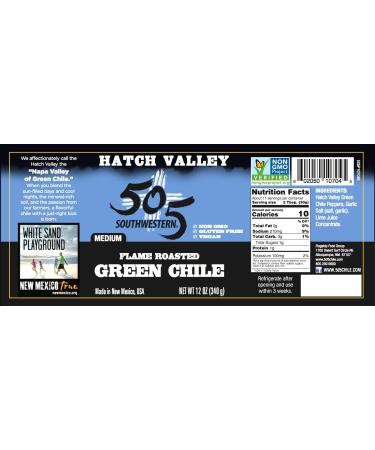 Hatch Valley 505 Southwestern Medium Flame Roasted Green Chile - 2 Jars (40oz/1.13kg) - Buy Online on SooperMarket.com