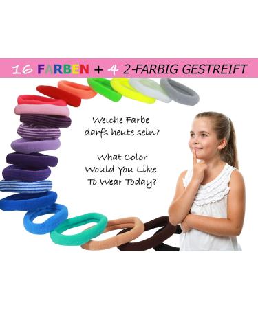 100 Colored Hair Ties for Girls & Women | Elastic Comfortable High-Quality Hair Bands in 16 Colors & 4 Patterns - Perfect for Daily Use - Buy Online on SooperMarket.com