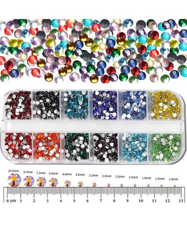 RODAKY Colorful Crystal Rhinestones - 1560Pcs Mixed 12 Color 3mm Nail Art Stones for DIY Craft and Makeup Decoration - Buy Online on SooperMarket.com
