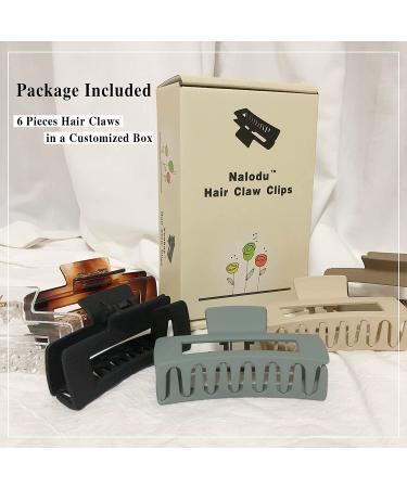 Nalodu Rectangle Hair Claw Clips - 4 Inch Matte Clear No Slip Big Jaw Clip - 6 Pack for Thick Hair Women and Girls - Buy Online on SooperMarket.com