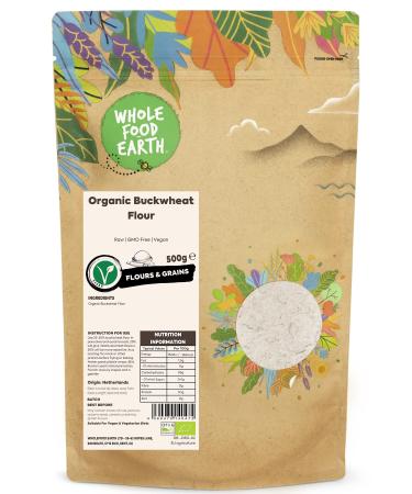 Wholefood Earth Organic Buckwheat Flour 500g | Raw GMO Free & Vegan | Certified Organic