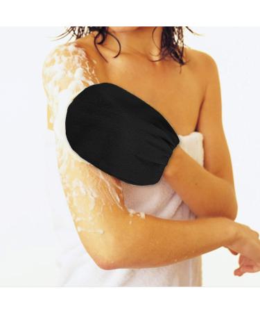 XINRUI Exfoliating Gloves - 4 Pack Shower Scrub Mitts for Men & Women | Deep Body Bath Scrubber & Dead Skin Remover | Spa Brush & Soap Exfoliator (Black - Buy Online on SooperMarket.com